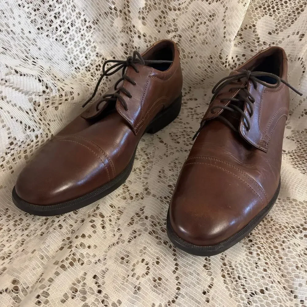 Nunn Bush Men's US 12 M Brown Leather Comfort Gel Oxford Shoes